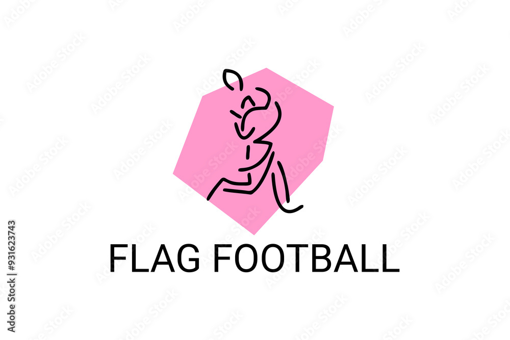 Flag football sport vector line icon. an athlete playing flag football. sport pictogram, vector illustration. Flag football sport vector line icon. an athlete playing flag football. sport pictogram, vector illustration.