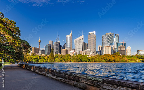 Sydney, Australia – Sydney skyline viewed from Royal Botanic Gardens in the evening sun