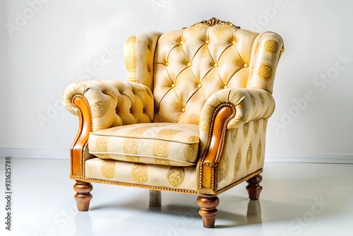 Comfortable Brown Armchair with Upholstery photo