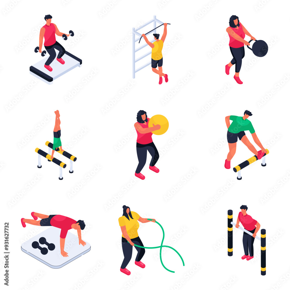 Set of Workout Isometric Illustrations
Set of Workout Isometric Illustrations