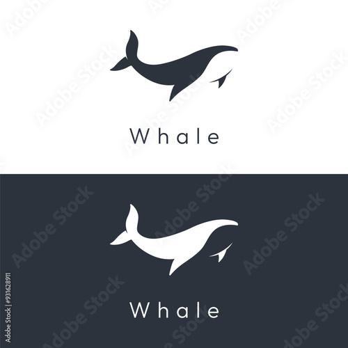 Ocean giant orca whale template logo design with vector illustration editing.