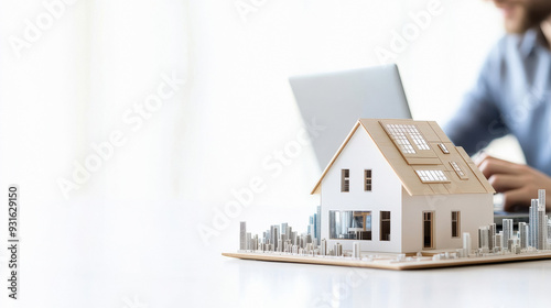 Digital technology real estate concept with a businessman