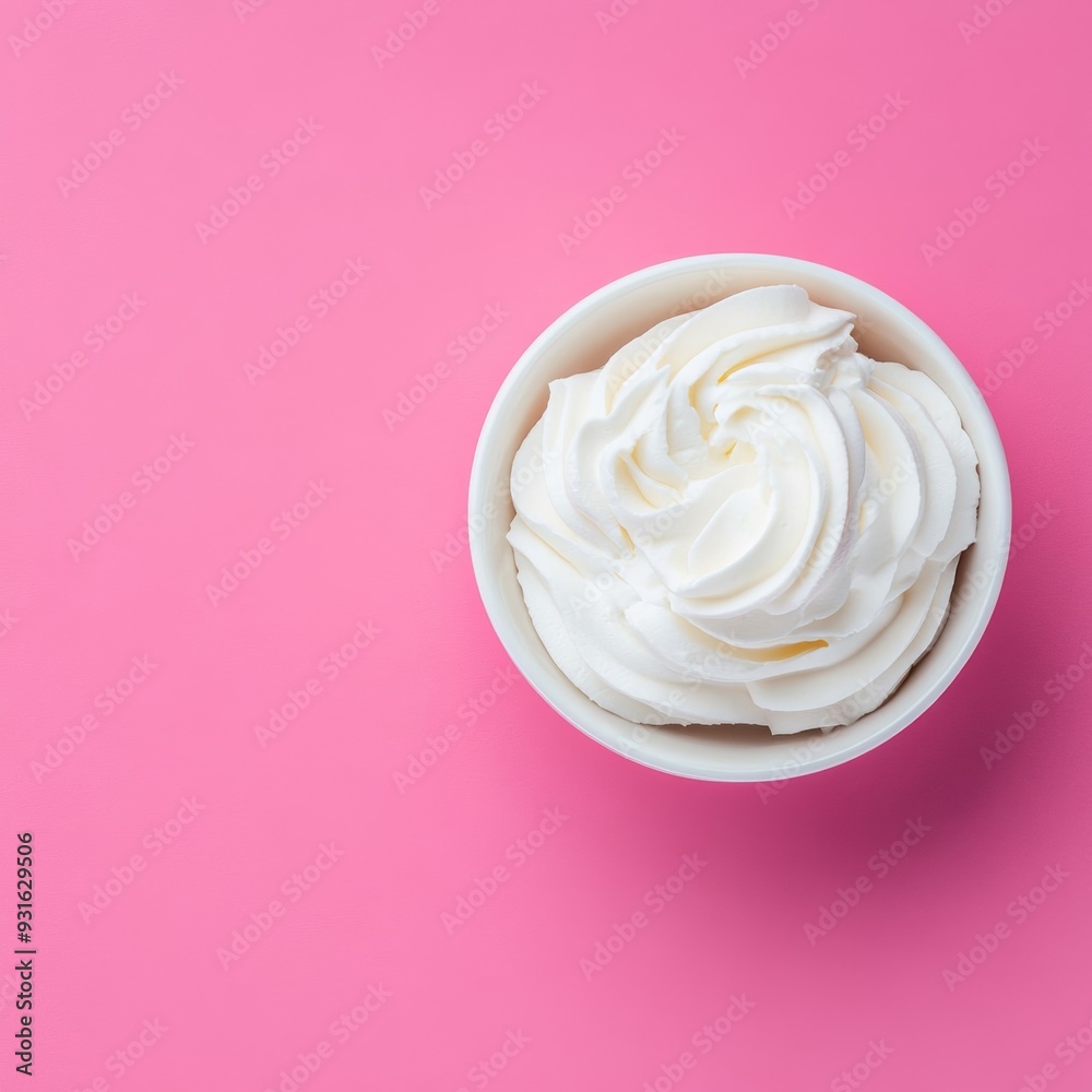 sourcream isolated on pink background top view sourcream isolated on pink background top view