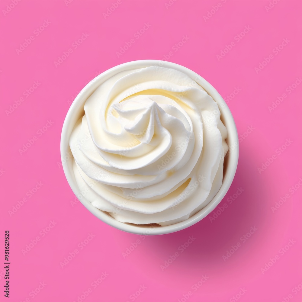 sourcream isolated on pink background top view sourcream isolated on pink background top view