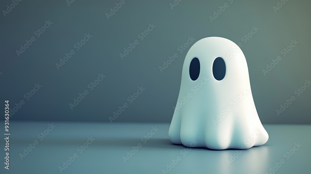Fototapeta premium Adorable Ghost Figure in Minimalist 3D Style