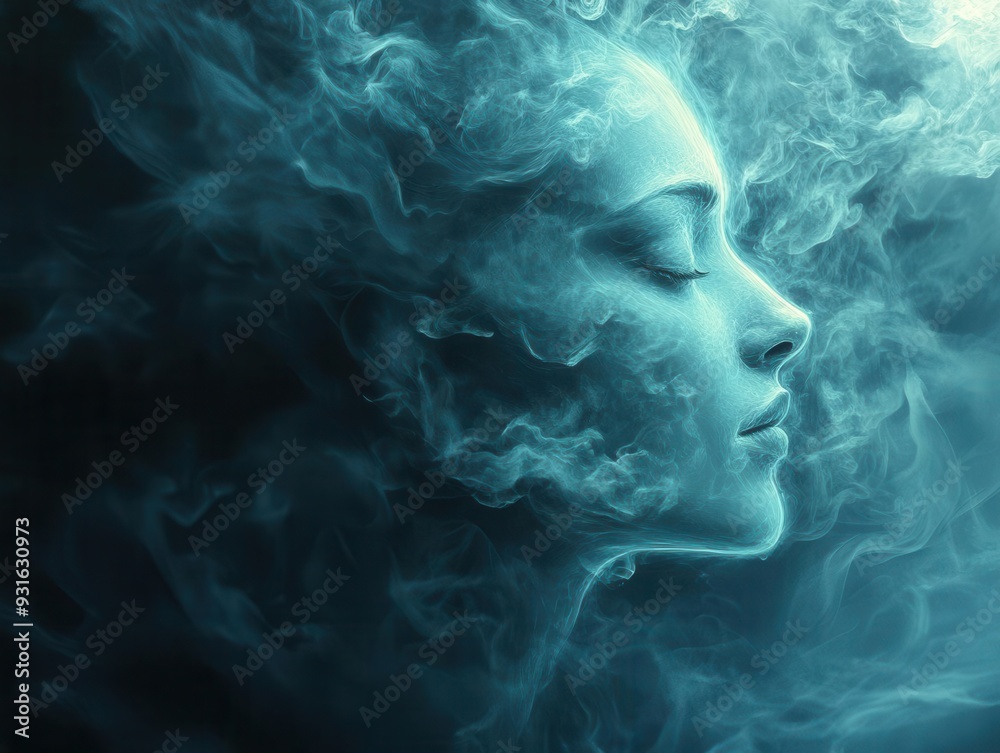 ethereal portrait of translucent glowing faces emerging from swirling mist representing spiritual energy or consciousness soft focus and dreamy lighting creating mystical atmosphere ethereal portrait of translucent glowing faces emerging from swirling mist representing spiritual energy or consciousness soft focus and dreamy lighting creating mystical atmosphere