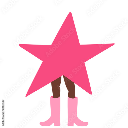 Star character with legs and cowboy boots