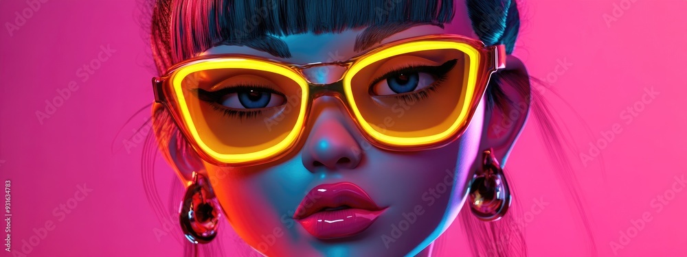 80s Style Girl in 3D Cartoon 80s Style Girl in 3D Cartoon