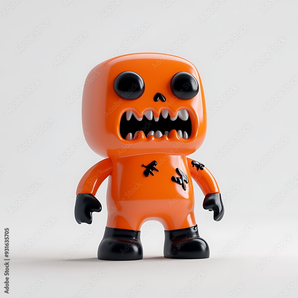 Cute and spooky orange cartoon monster toy with black details. Perfect for Halloween-themed projects, illustrations or playful designs. Halloween Art Toy Character Design. Cute and spooky orange cartoon monster toy with black details. Perfect for Halloween-themed projects, illustrations or playful designs. Halloween Art Toy Character Design.