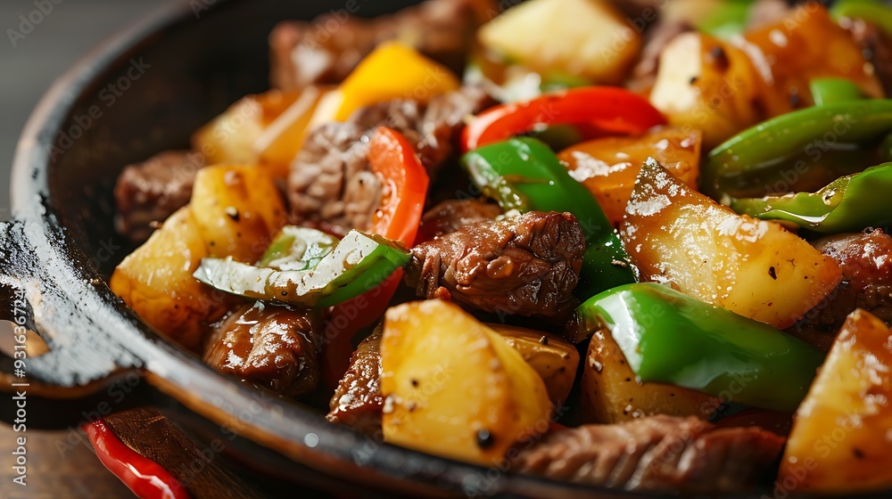 Beef potatoes and peppers dish Beef potatoes and peppers dish