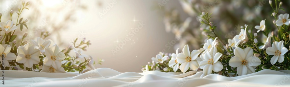 Obraz premium Many white flowers surface