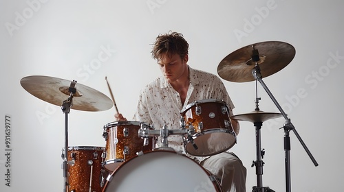 Energetic Drummer Performing on Stage with Passion and Skill