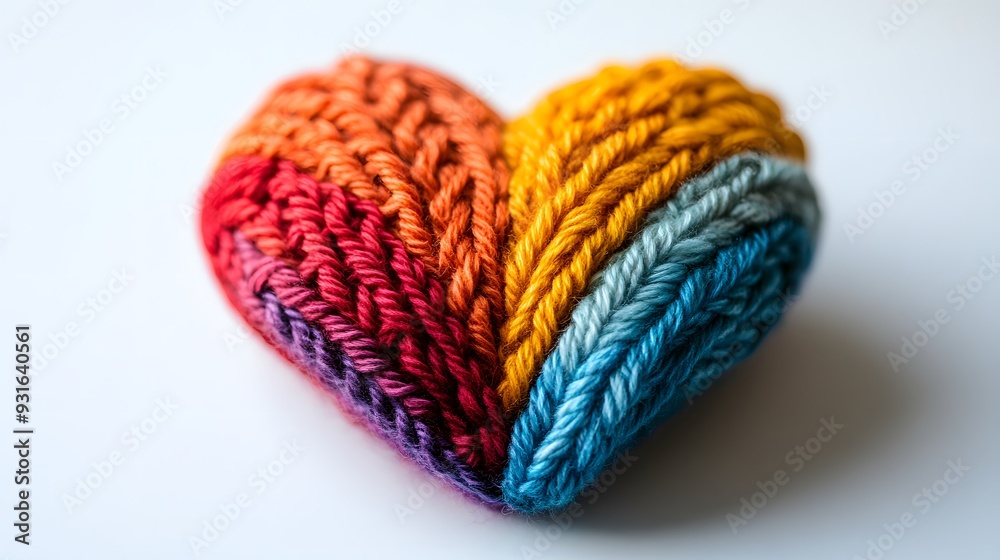 Fototapeta premium Rainbow Knitted Heart.