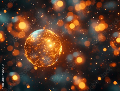 Glowing Disco Ball Surrounded by Sparkling Lights and Festive Atmosphere