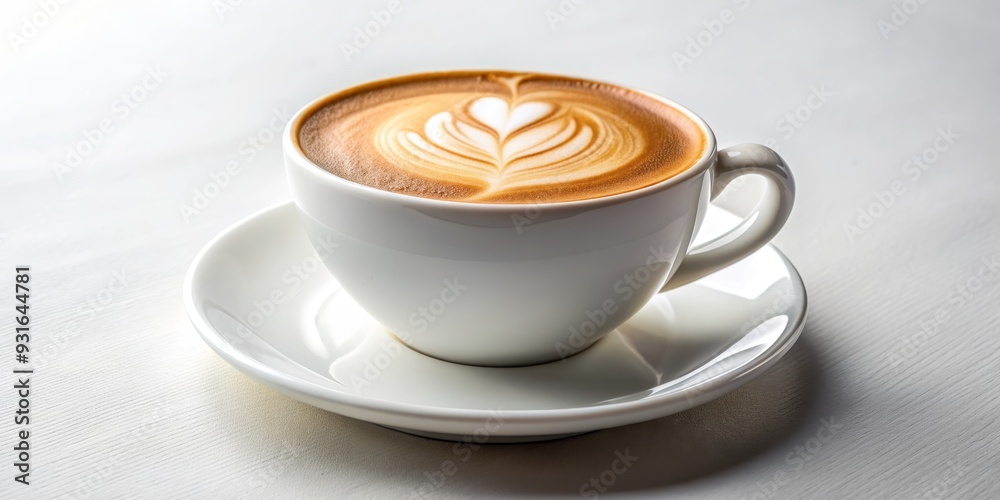White Ceramic Cup with Latte Art, Coffee , Latte Art, Beverage , Cafe White Ceramic Cup with Latte Art, Coffee , Latte Art, Beverage , Cafe