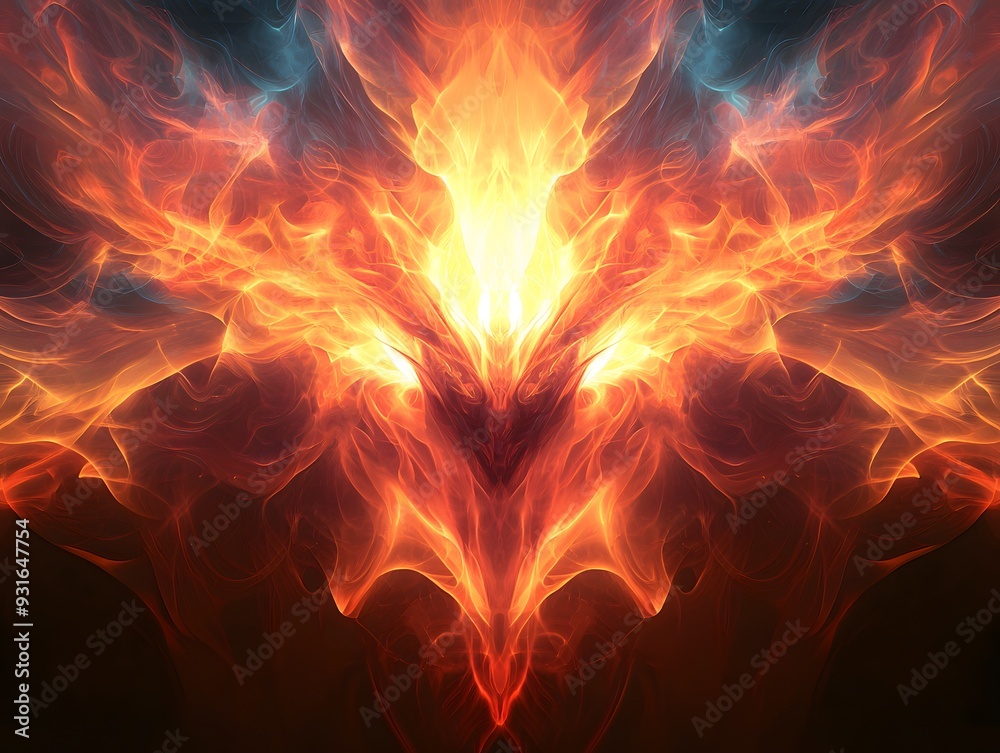 Fototapeta premium Intense Fiery Abstract Explosion of Flames and Plasma in Cosmic Inferno Backdrop