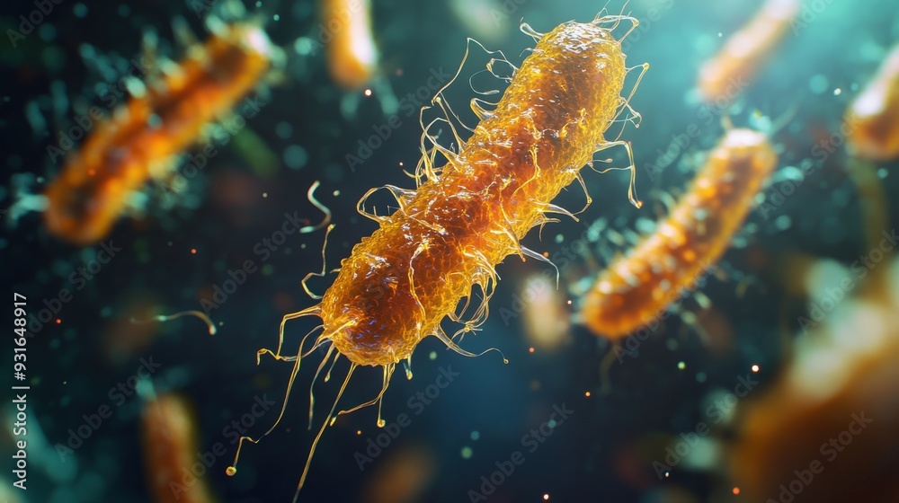 Bacteria are visibly undergoing binary fission, showcasing their reproductive process in a controlled lab environment Bacteria are visibly undergoing binary fission, showcasing their reproductive process in a controlled lab environment