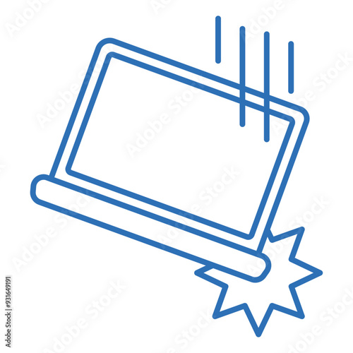 コンピューターの落下試験の編集可能な線のベクターアイコンイラスト