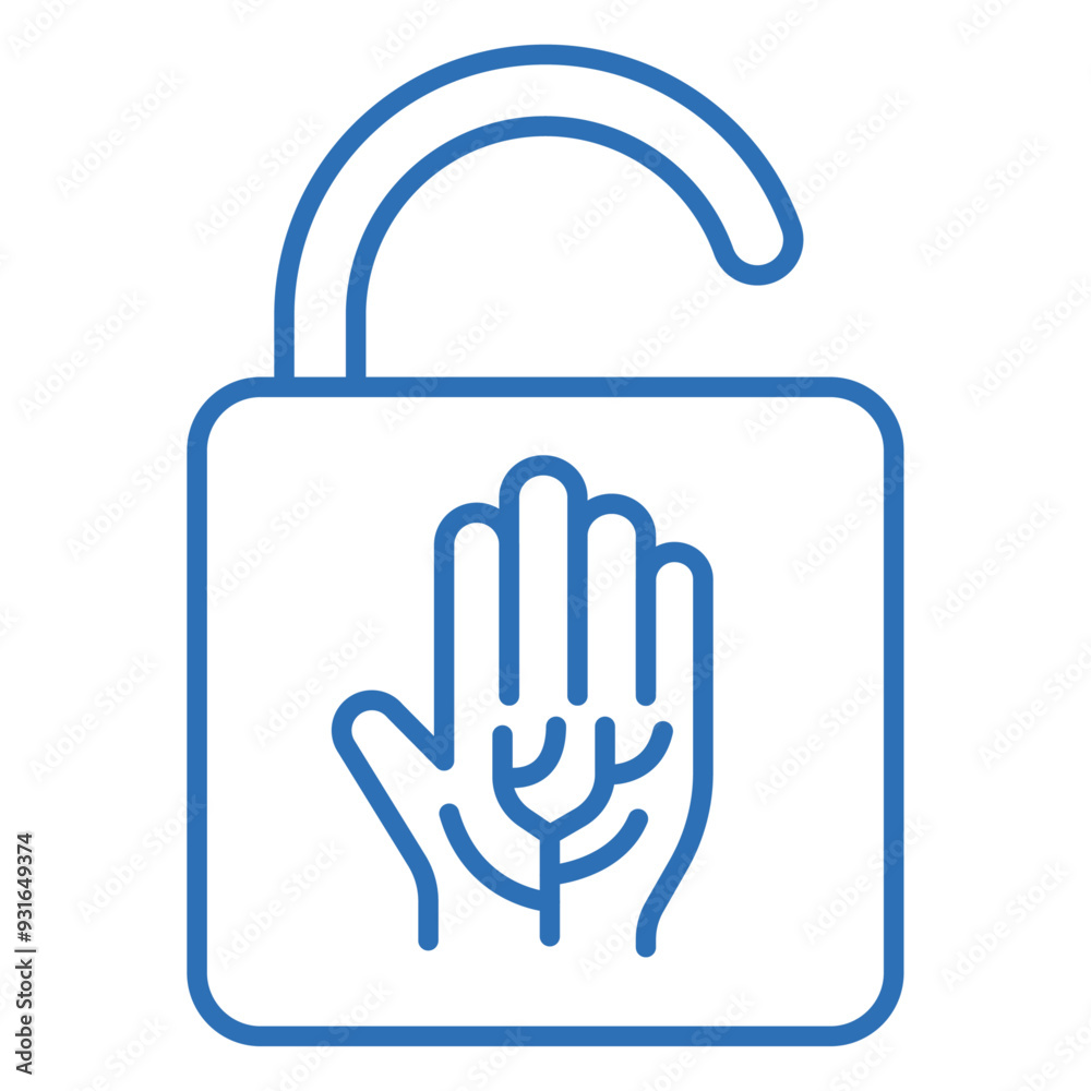 Obraz premium 静脈認証。生体認証の編集可能な線のベクターアイコンイラスト