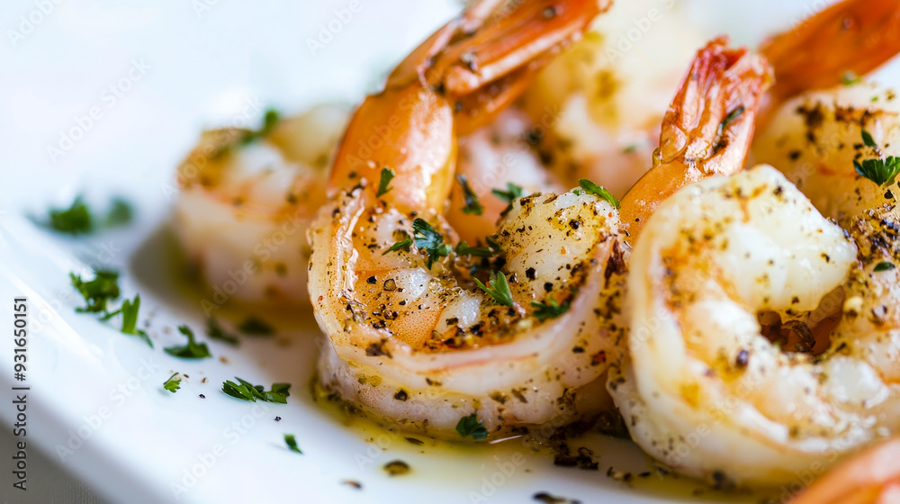Delicious Gourmet Grilled Shrimp - Macro Food Photography