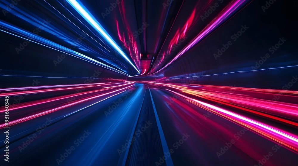 Night traffic on a city highway with bright lights and fast-moving cars Night traffic on a city highway with bright lights and fast-moving cars