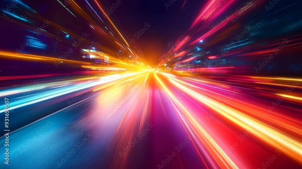 Night highway traffic with light trails and motion blur Night highway traffic with light trails and motion blur