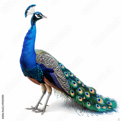 Art nouveau artistic image of peacock in a round shape,Luxurious peacock with an open tail,magnificent realistic peacock photo