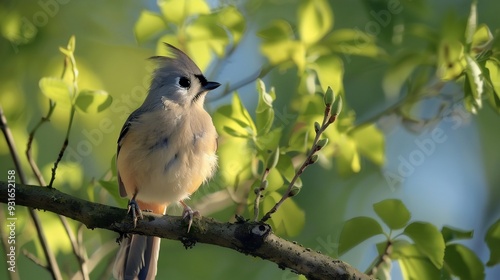 Titmouse perched on a tree branch its small body and inquisitive expression capturing attention photo