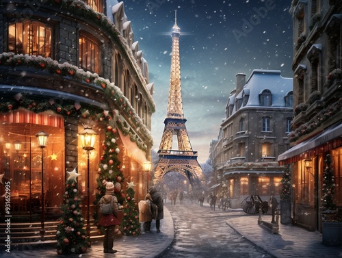 Eiffel Tower with Christmas Tree picture Ai generated art
