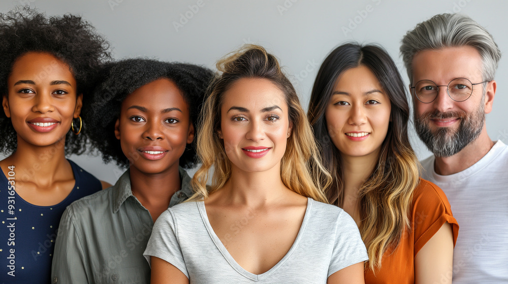Diverse group of people smiling together in casual attire. Generative AI Diverse group of people smiling together in casual attire. Generative AI