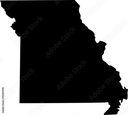 State of Missouri Silhouette Outline Graphic Design with Transparent Background