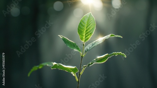 Serene Forest Bathing Session with Sunlight Filtering Through Lush Green Leaves in a Tranquil Woodland Setting