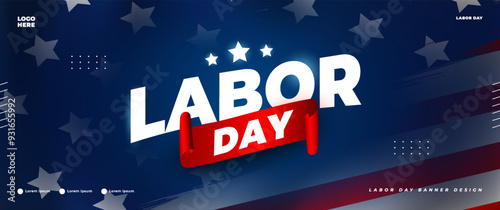 Happy Labor Day banner design with American flag elements