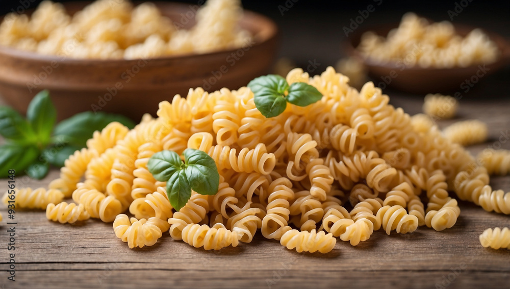 Raw Fusilli Rotini pasta uncooked Raw Fusilli Rotini pasta uncooked