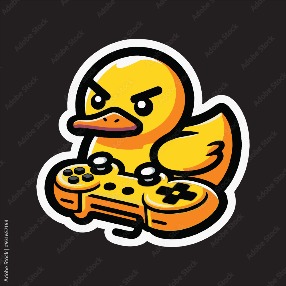 Yellow Duck with joystick play game vector Yellow Duck with joystick play game vector