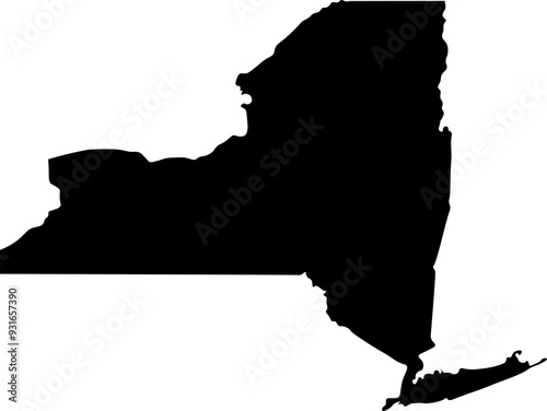 State of New York Silhouette Outline Graphic Design with Transparent Background