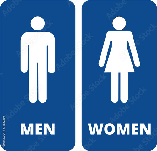 Icono de una silueta de una mujer y de un hombre en color blanco y azul. Vector