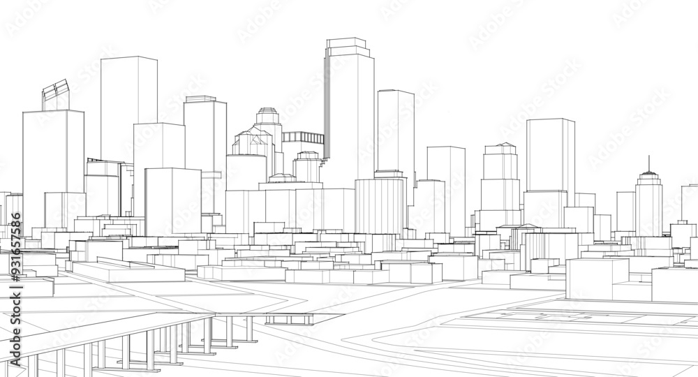 modern city panorama 3d illustration modern city panorama 3d illustration