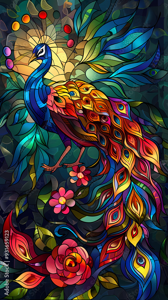 Art nouveau artistic image of peacock in a round shape,Luxurious peacock with an open tail,magnificent realistic peacock Art nouveau artistic image of peacock in a round shape,Luxurious peacock with an open tail,magnificent realistic peacock