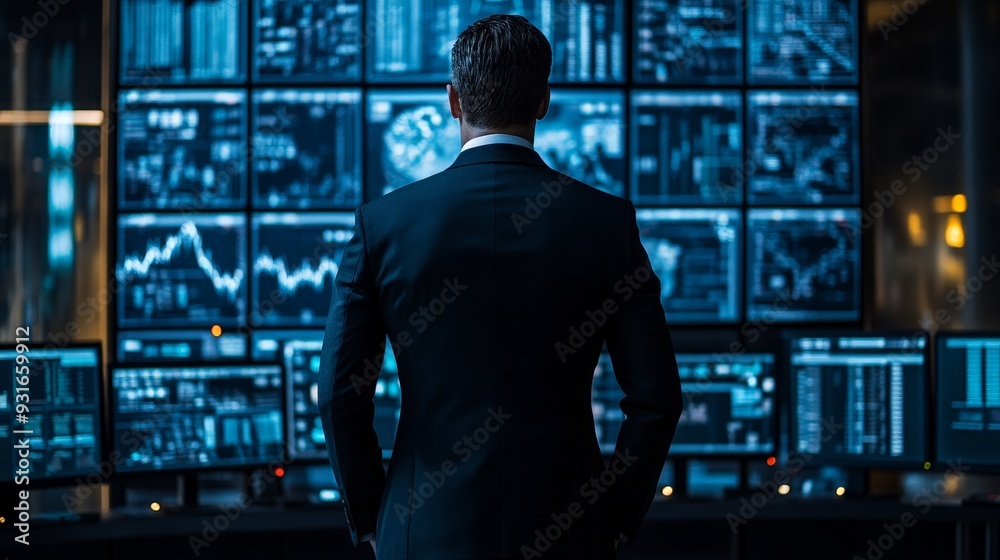 Stressed trader reacting to sudden stock market collapse Stressed trader reacting to sudden stock market collapse