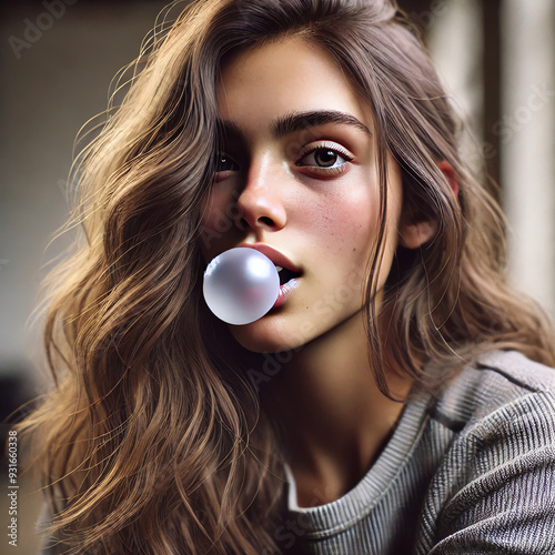 woman with bubble gum