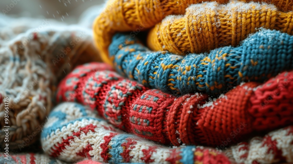 Pile of colorful knits piled on top of each other