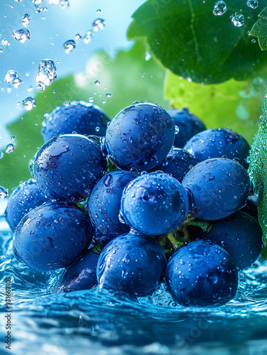 Wallpaper Mural Fresh Blue Grapes with Water Droplets Torontodigital.ca