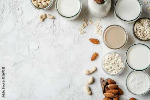 Assorted Plant-Based Milk Options with Ingredients photo