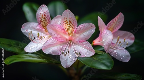 Malabar melastome melastoma Indianrhododendron blooming in the garden : Generative AI photo