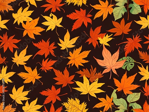 autumn aesthetics golden leaves plaid patterns, AI generated