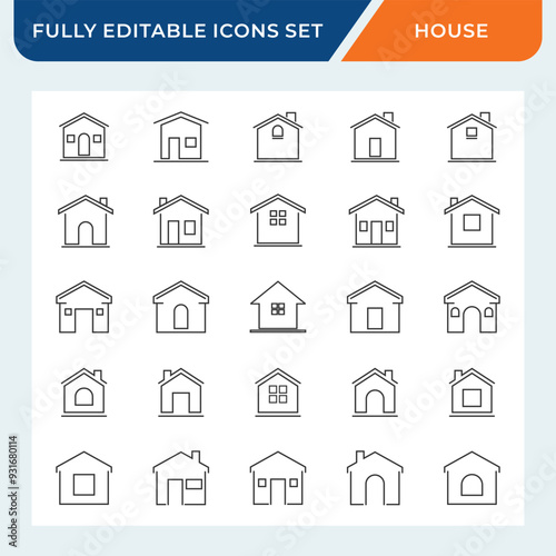 house line icon set. home symbol collection with editable vector stroke