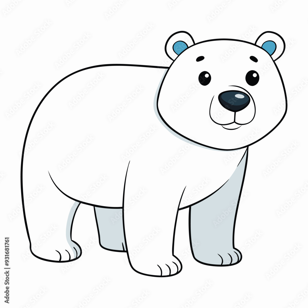 Fototapeta premium cute polar bear on white background. animal cartoon vector illustration