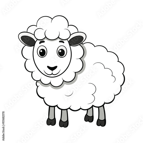 cute sheep on white background. animal cartoon vector illustration