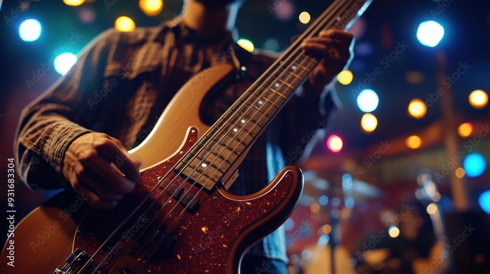 Obraz premium Bassist Performance on Stage